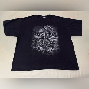 Vintage Native American Aztec Wolf Graphic‎ T Shirt Men’s Size 3XL Black